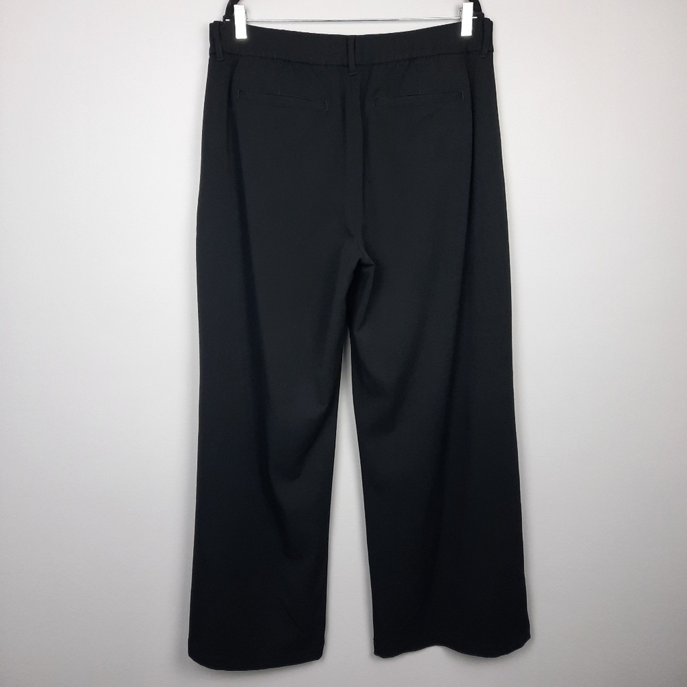 American Eagle LONG Solid Black High Rise Curvy Wide Leg Trousers size 14 - Picture 3 of 14
